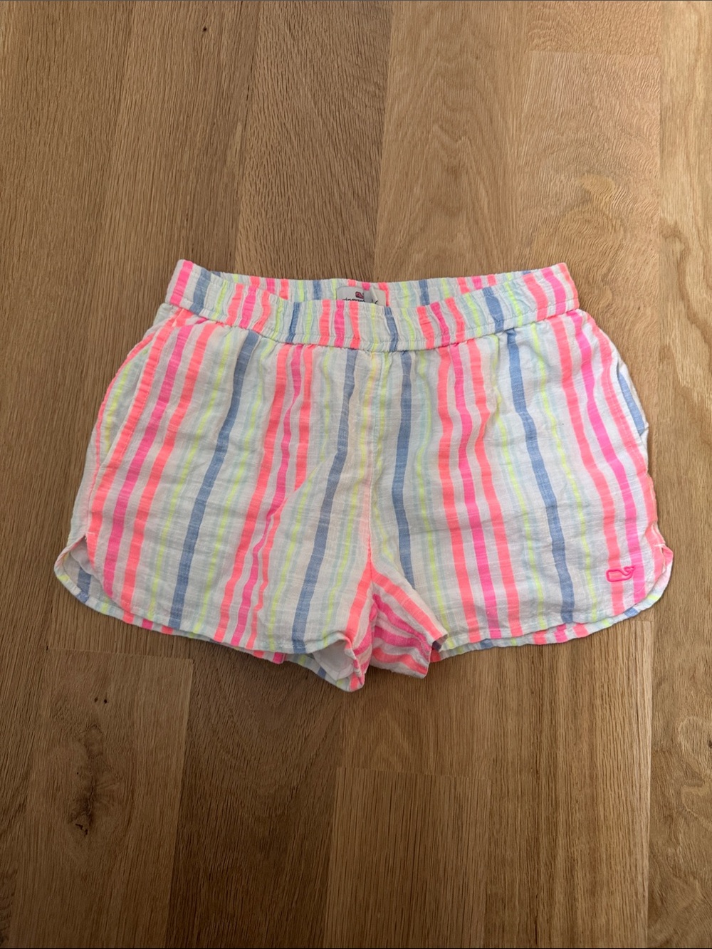 Vineyard Vines Neon Stripe Girls' Linen Shorts - Pink, Blue, Yellow